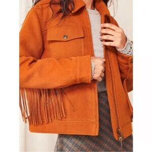 Free People (we the free)Utility Jacket with Fringe and Cropped Fit Sz xs